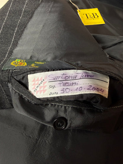 Completo gessato sartoriale in flanella lana e cashmere tessuto Loro Piana - tg. 50