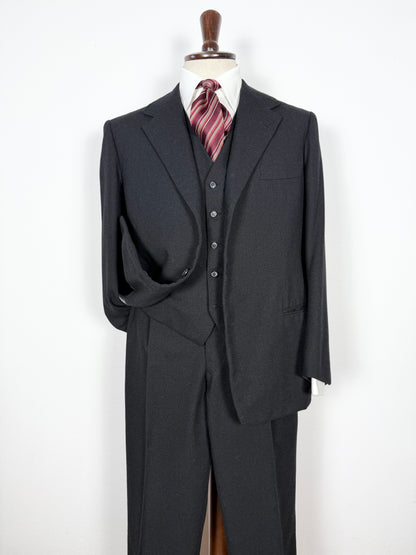 Completo 3 pezzi sartoriale anni ‘60/‘70 in flanella antracite - tg. 50