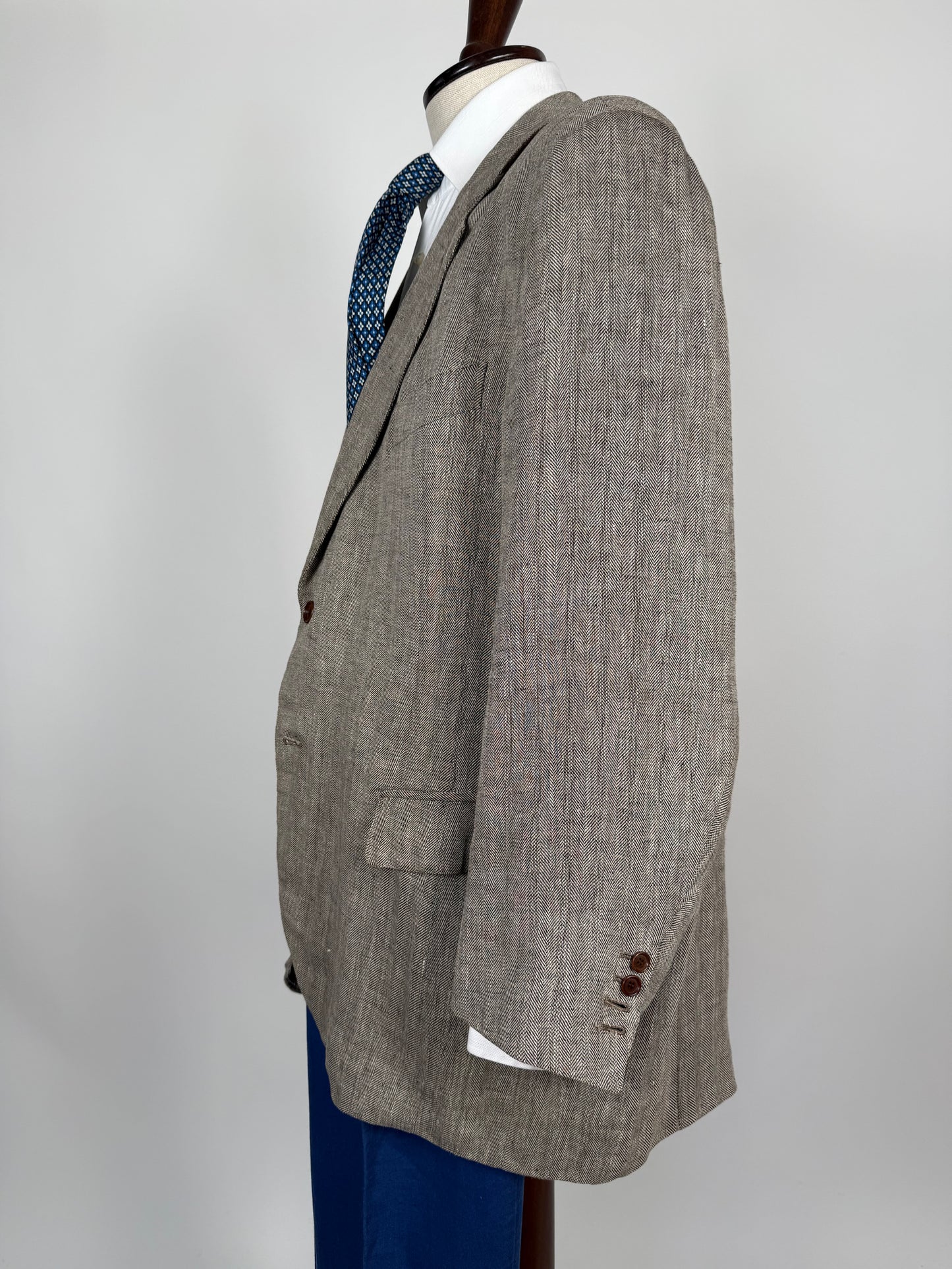 Giacca sartoriale in puro lino herringbone - tg. 60/62