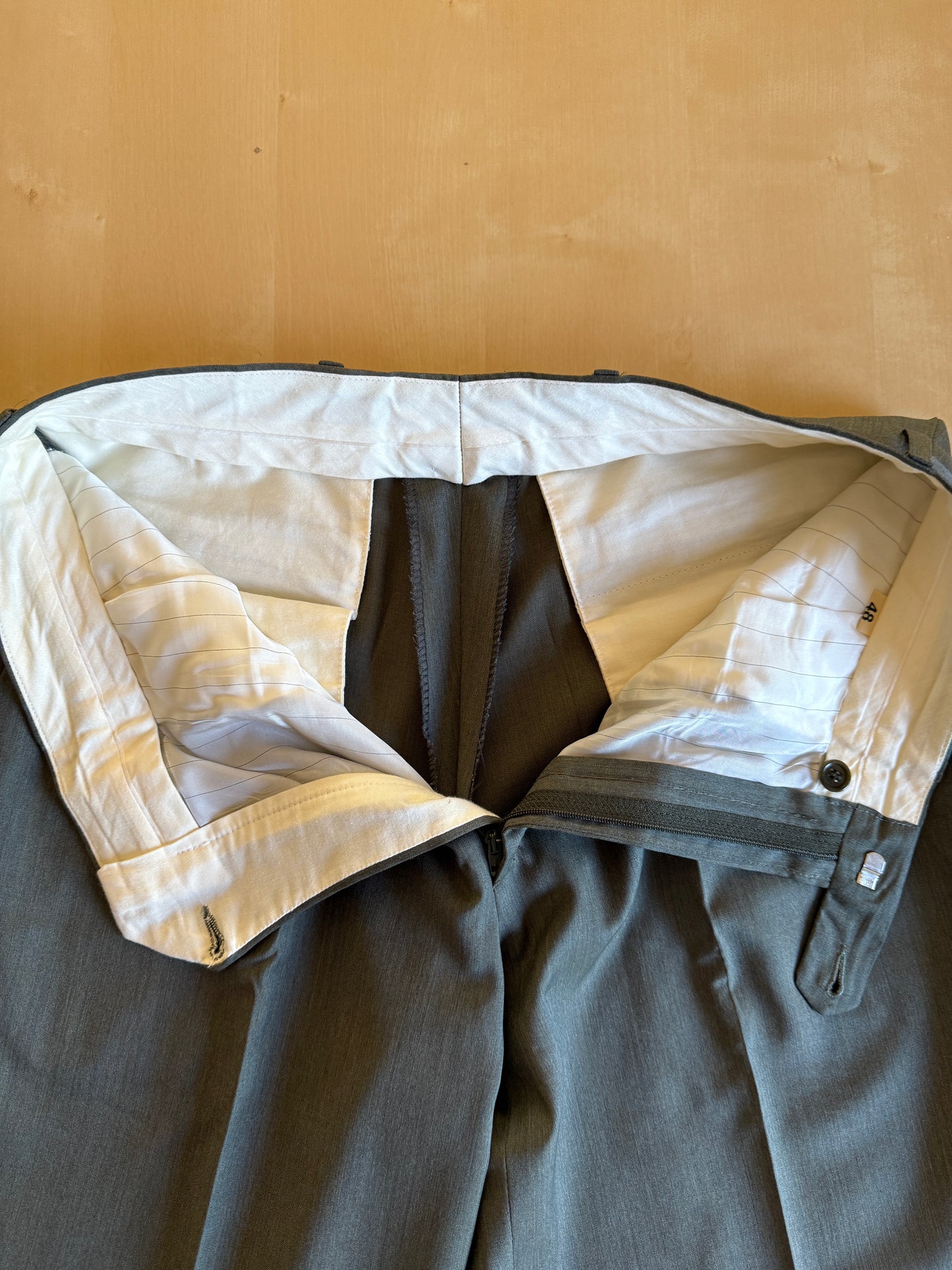 Completo anni ‘80 in lana pettinata verde mélange - tg. 48