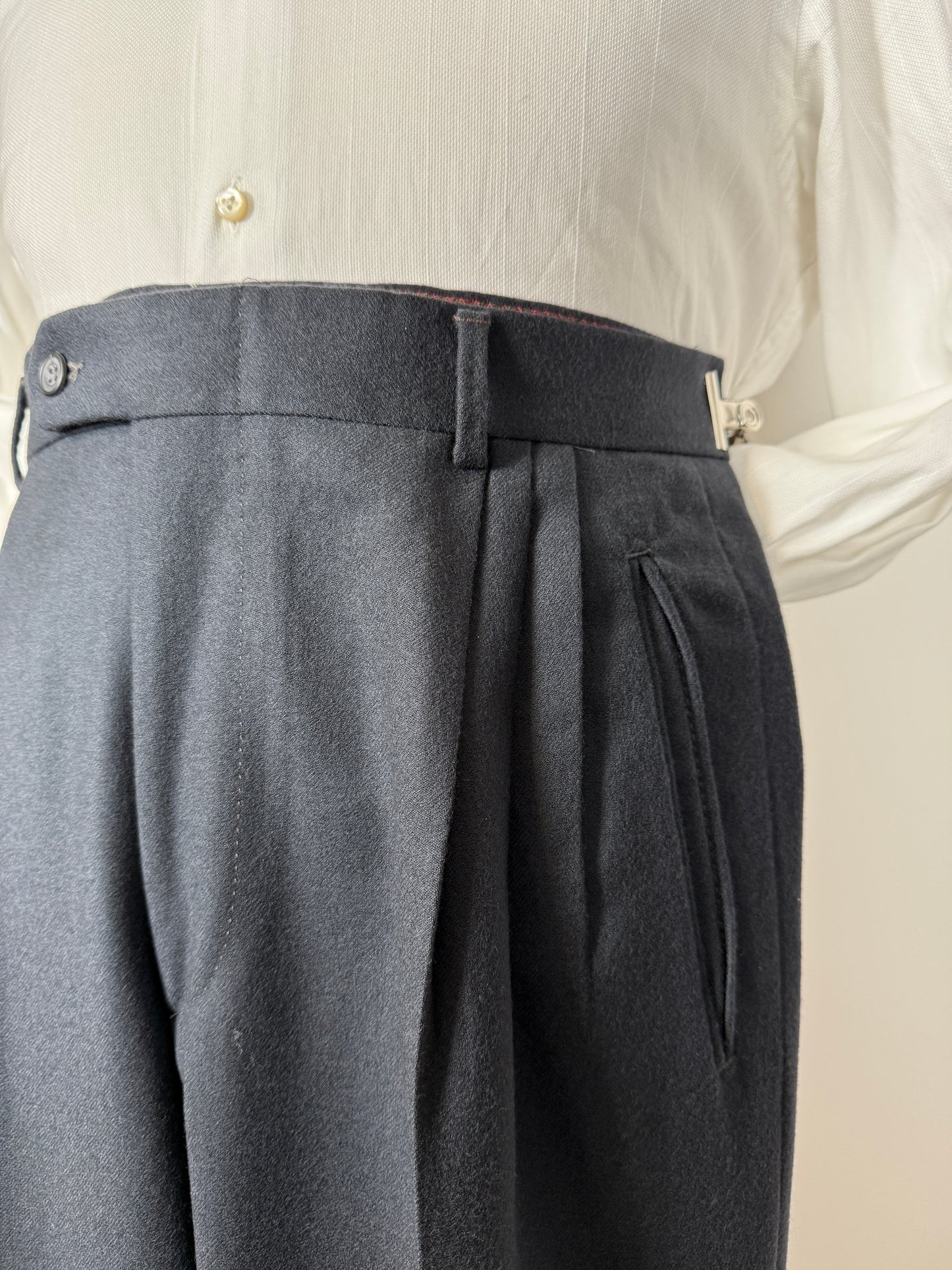 Pantaloni anni ‘80 flanella blu petrolio (NOS) - tg. 48