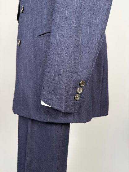 Completo Belvest doppiopetto anni ‘70 flanella blu gessato - tg. 50/52