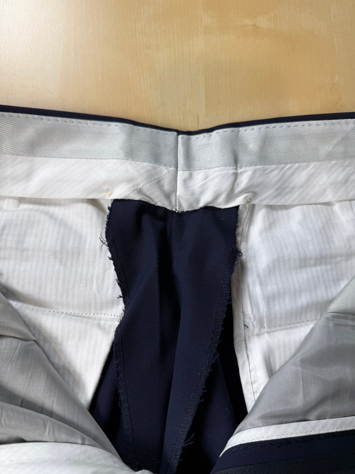 Completo doppiopetto anni '70/'80 twill lana pettinata blu - tg. 48