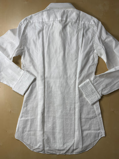 Camicia da sera anni ‘70 con ricamo - XXS, collo 38