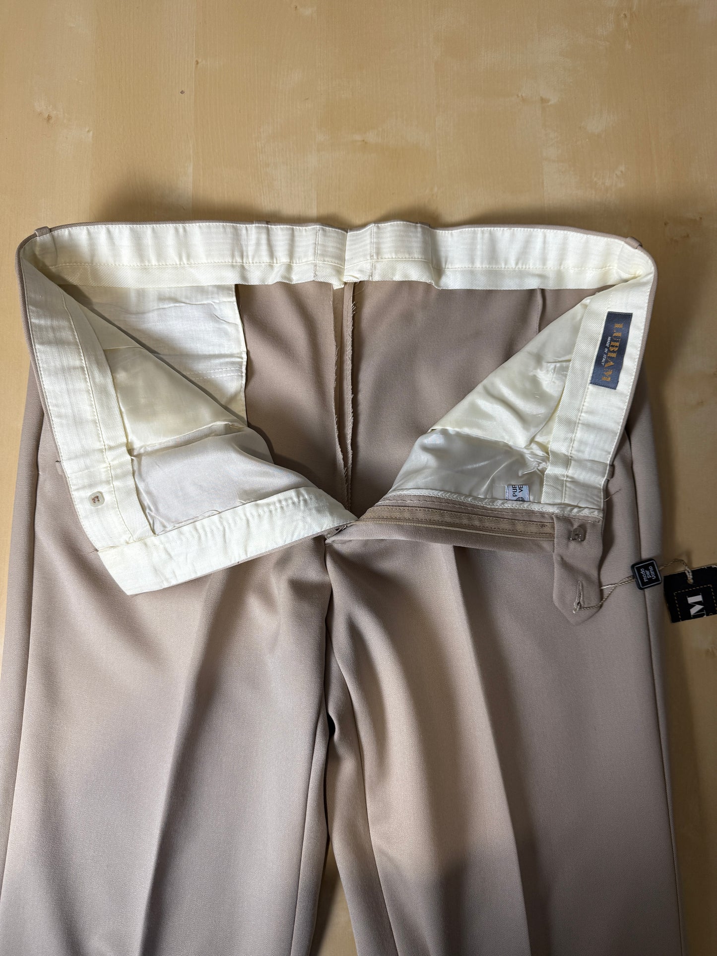 Pantaloni anni ‘80 twill pettinato beige (NOS) - tg. 52/54