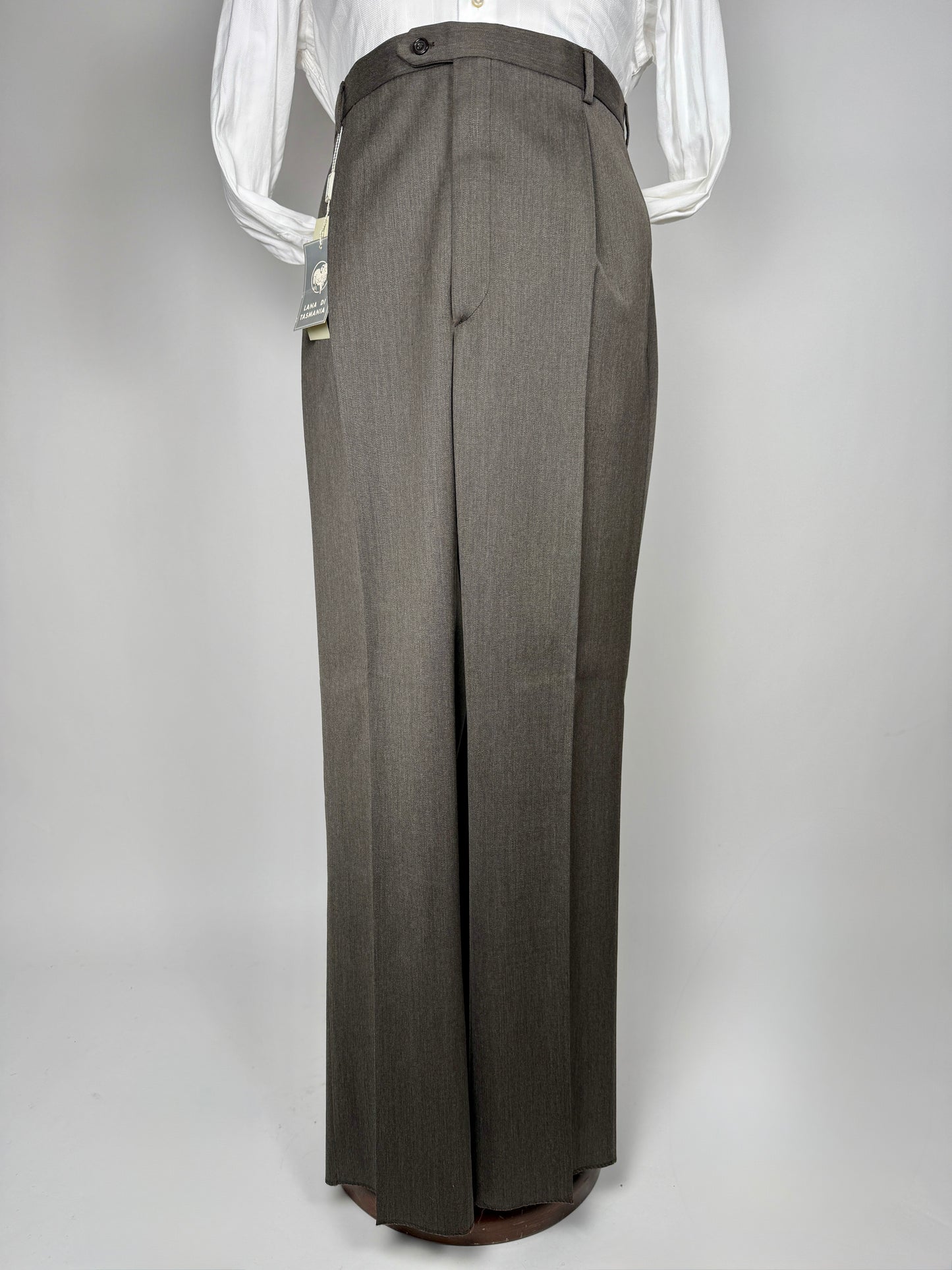 Pantaloni anni ‘90 lana pettinata cachi (NOS) - tg. 60/62