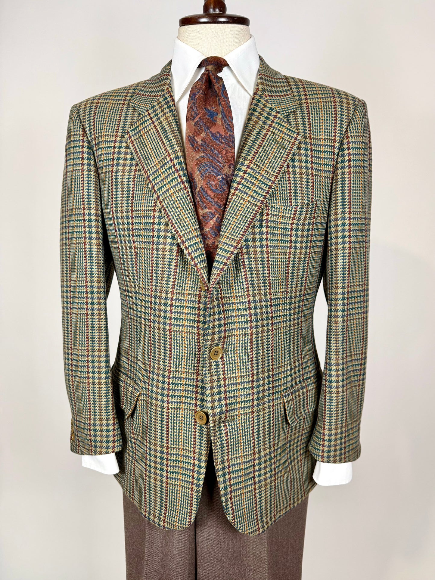 Giacca Burberrys anni ‘90 principe di Galles verde lana e cashmere - tg. 50 corta