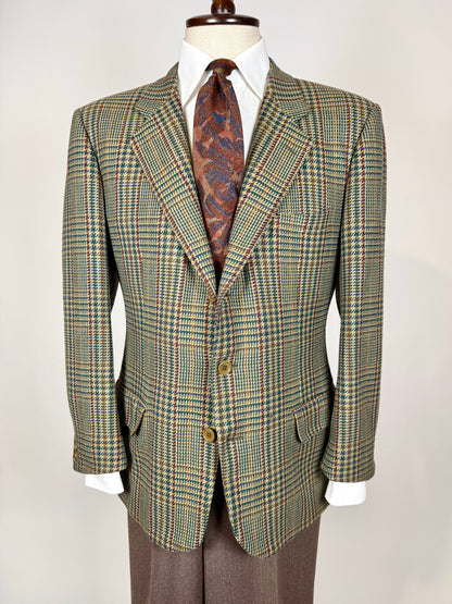 Giacca Burberrys anni ‘90 principe di Galles verde lana e cashmere - tg. 50 corta