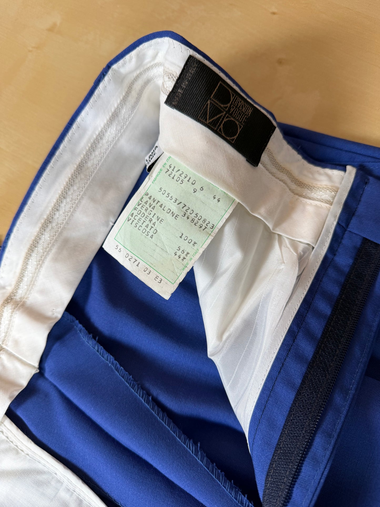 Pantaloni fresco lana blu china anni '80 (NOS) - tg. 44