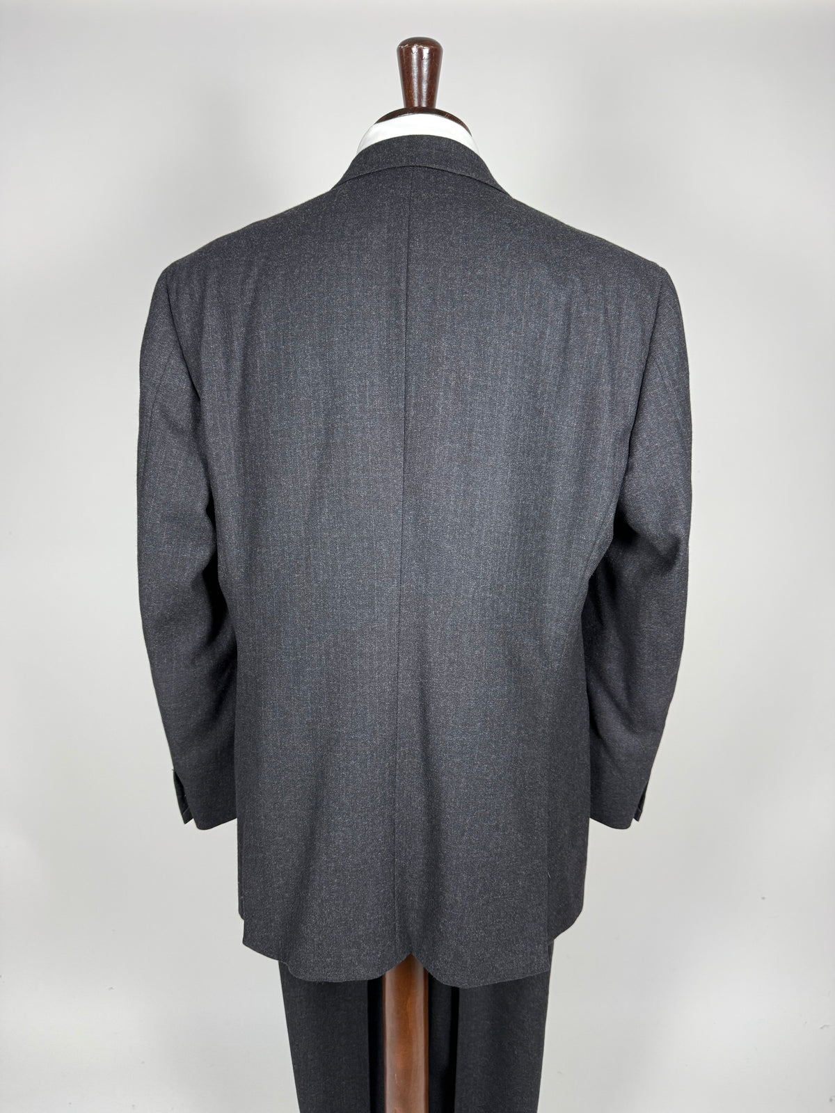 Completo Brioni doppiopetto anni '80 flanella antracite gessato - tg. 56