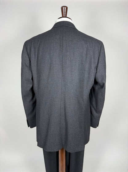 Completo Brioni doppiopetto anni '80 flanella antracite gessato - tg. 56