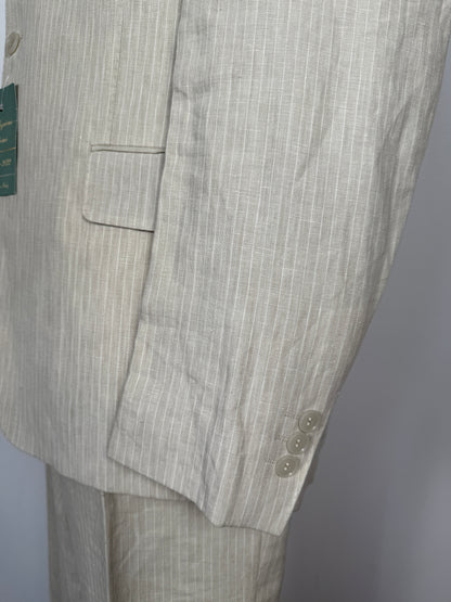 Completo in puro lino color panna gessato - tg. 52