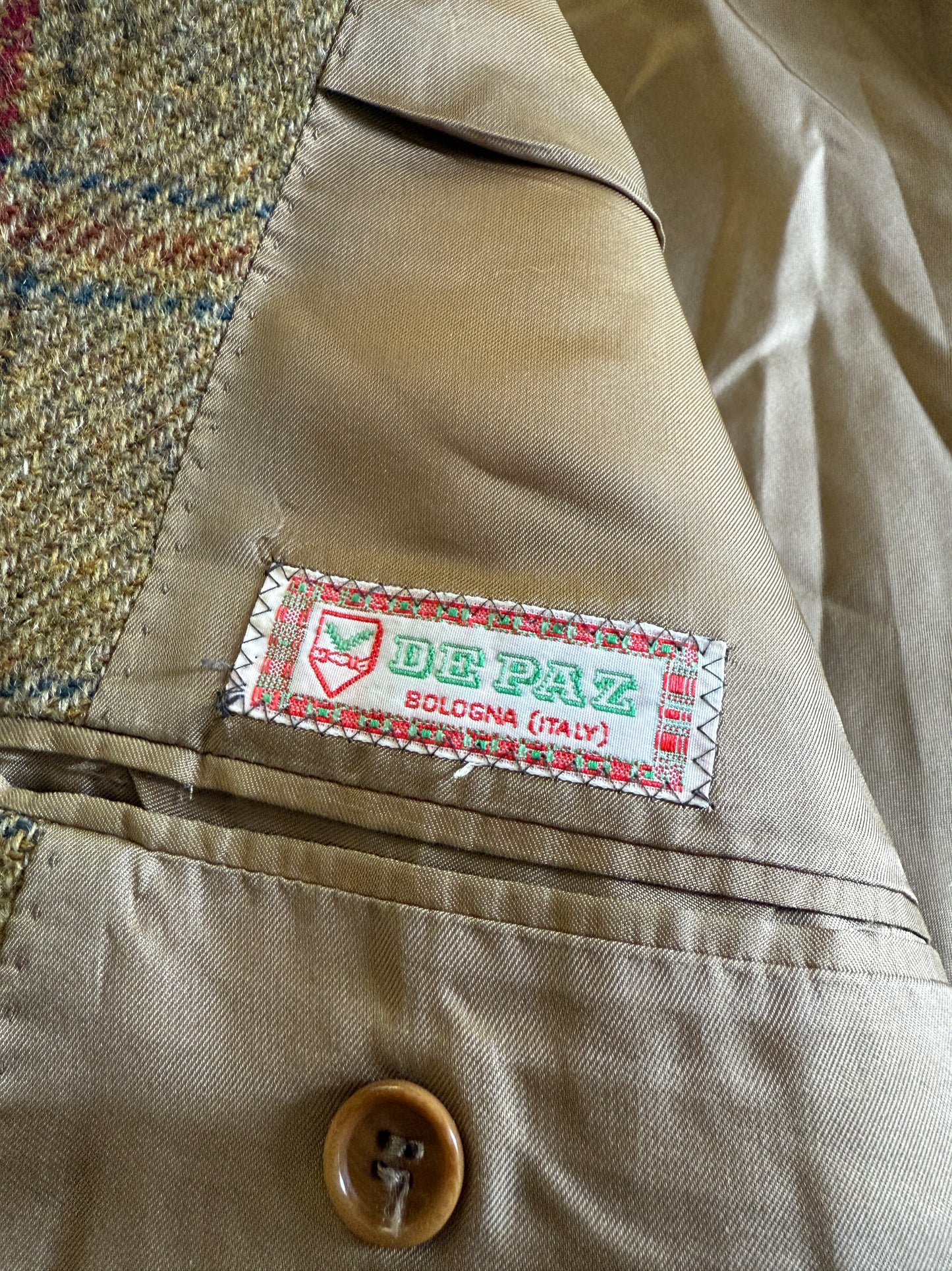 Giacca De Paz in tweed cachi finestrato - tg. 54