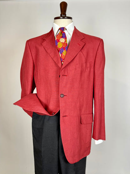 Giacca anni '90 100% lino rosso corallo - tg. 54