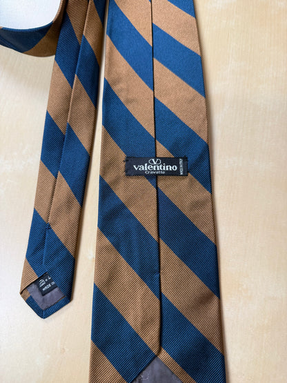 Cravatta Valentino righe blu e marrone