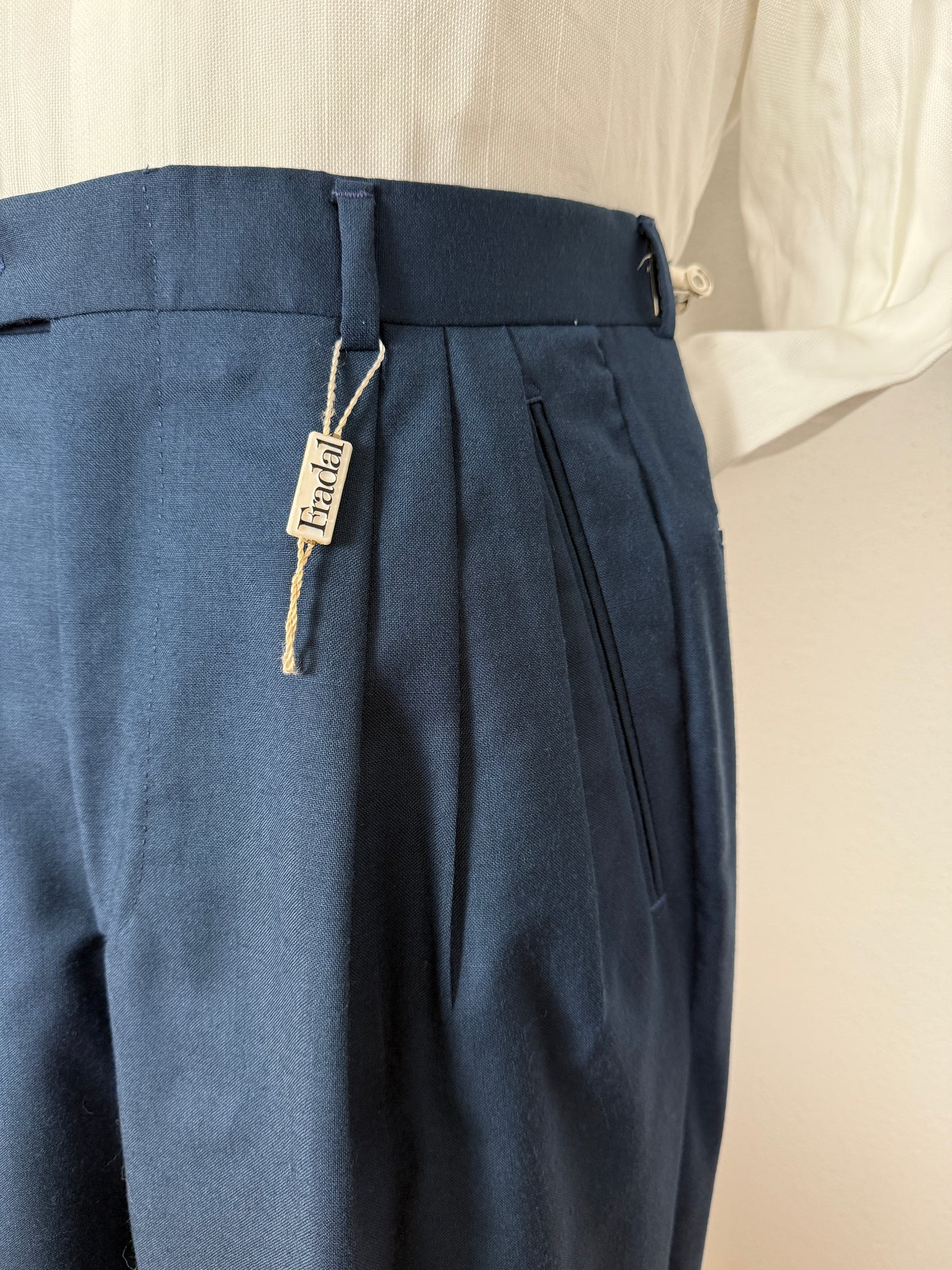 Pantalone anni ‘80 in fresco lana color petrolio (NOS) - tg. 46