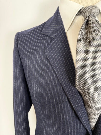 Completo Marzotto anni ‘70/‘80 in flanella blu gessato (NOS) - tg. 44