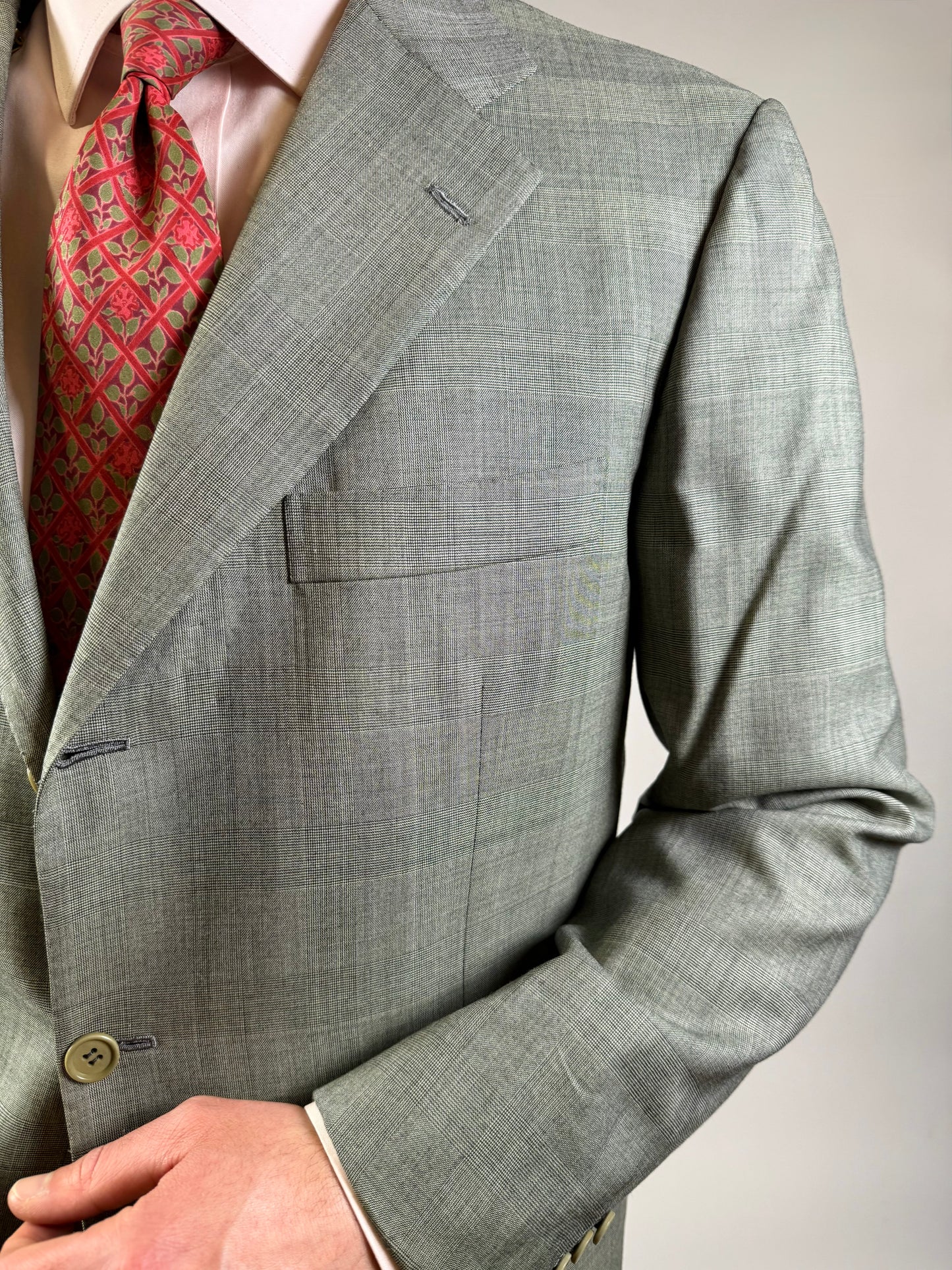 Giacca Kiton fresco lana 14 micron verde salvia - tg. 52/54