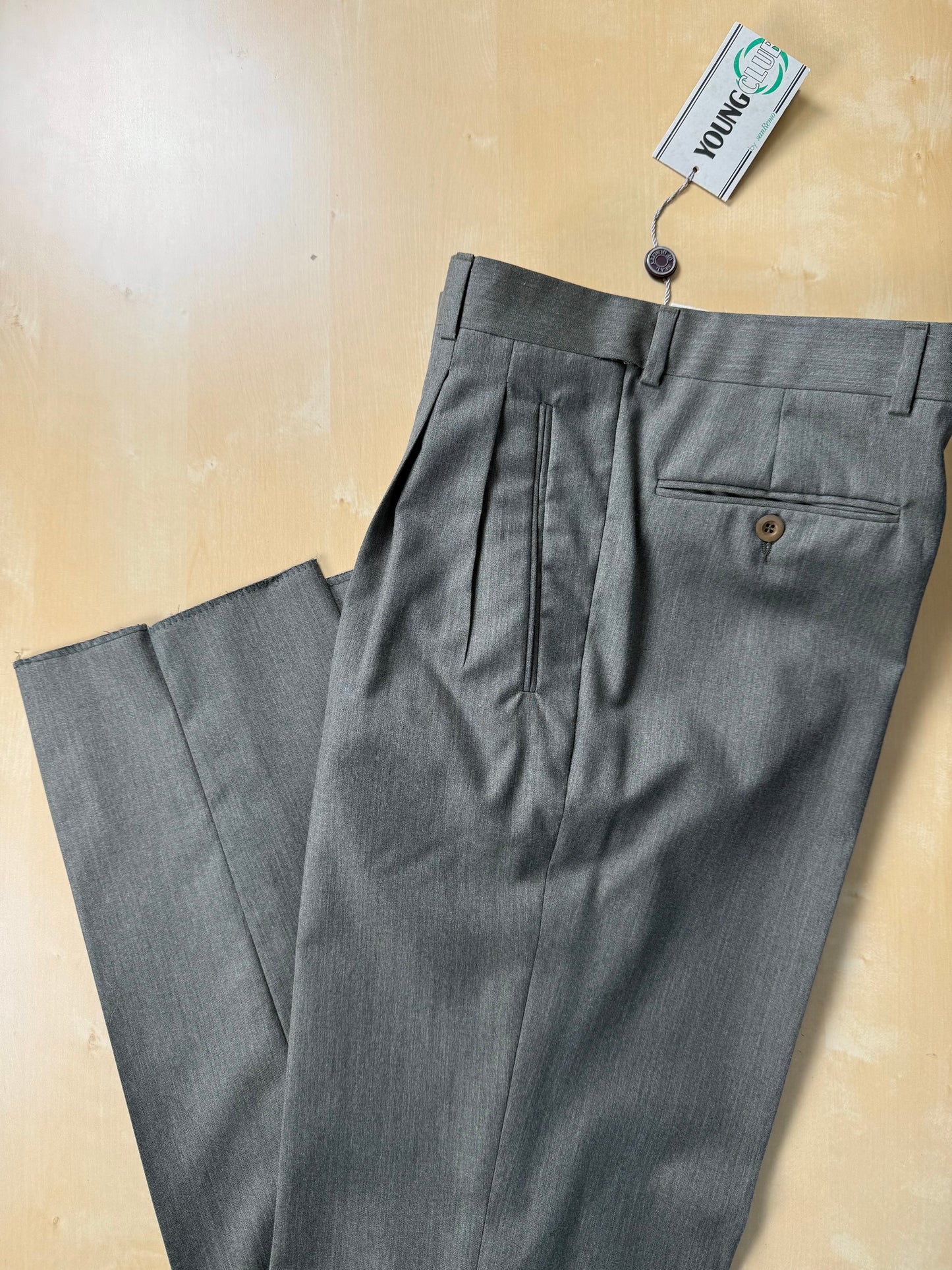 Pantaloni fresco lana verde scuro/cachi anni '80 (NOS) - tg. 46/48