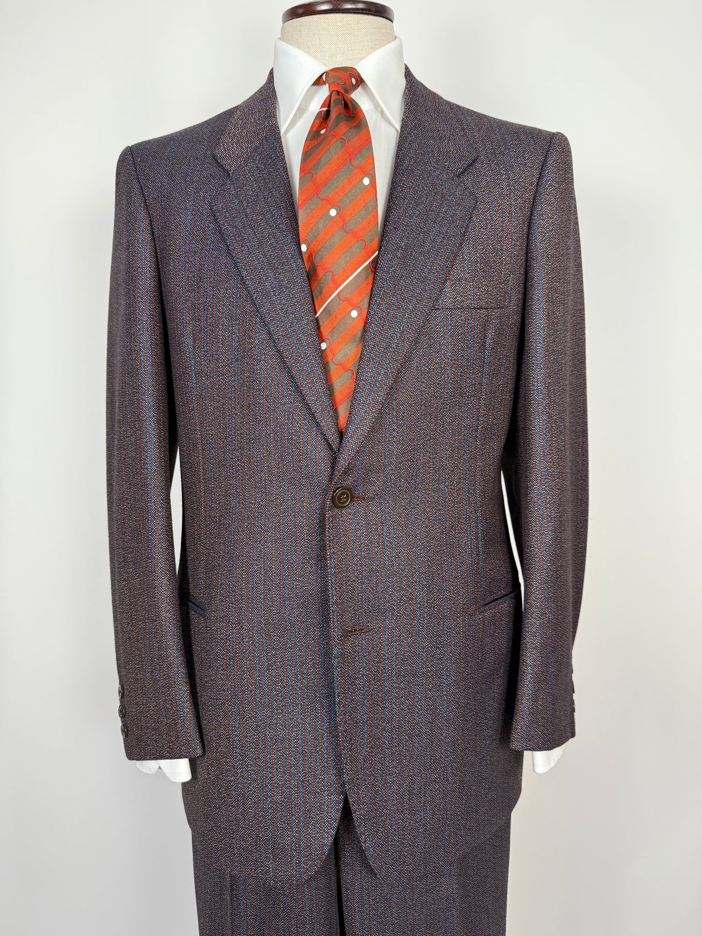 Completo sartoriale anni ‘70 rosso e blu sale-pepe - tg. 50
