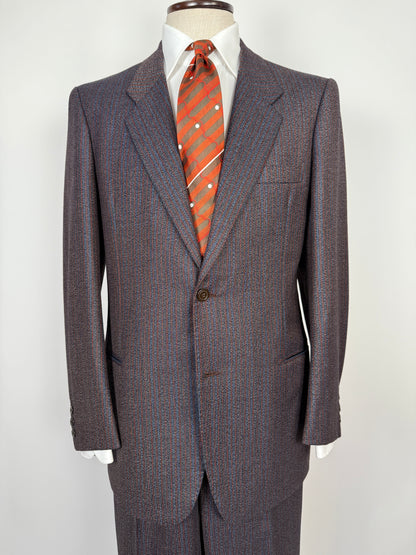 Completo sartoriale anni ‘70 rosso e blu sale-pepe - tg. 50