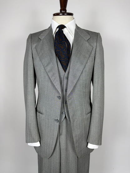 Completo 3 pezzi anni '70 herrigbone grigio - tg. 44