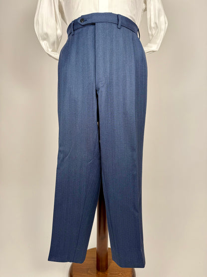 Completo sartoriale tessuto E. Zegna lana pettinata blu - tg. 54/56 drop basso
