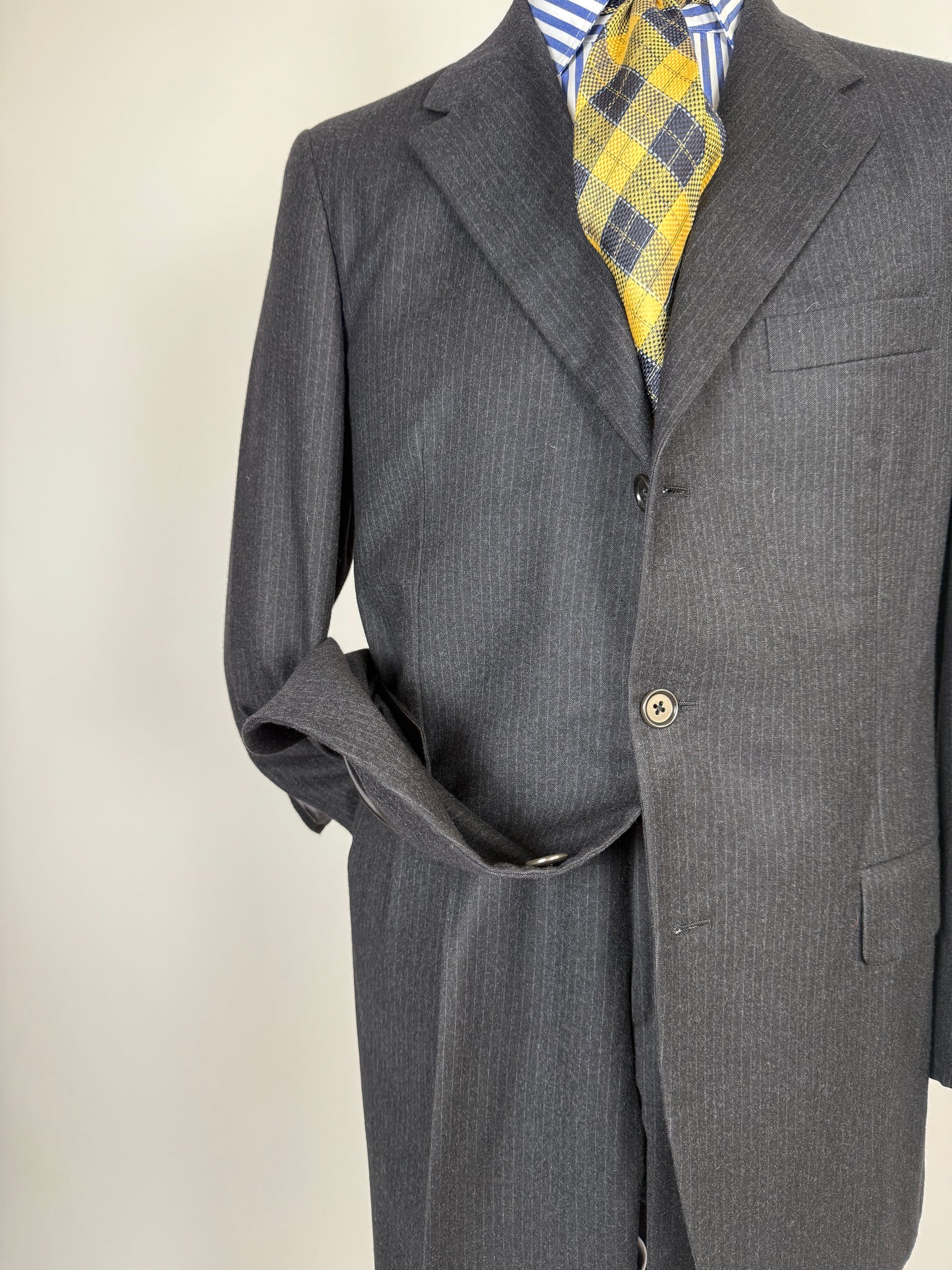 Completo Burberry flanella grigio antracite gessato - tg. 50