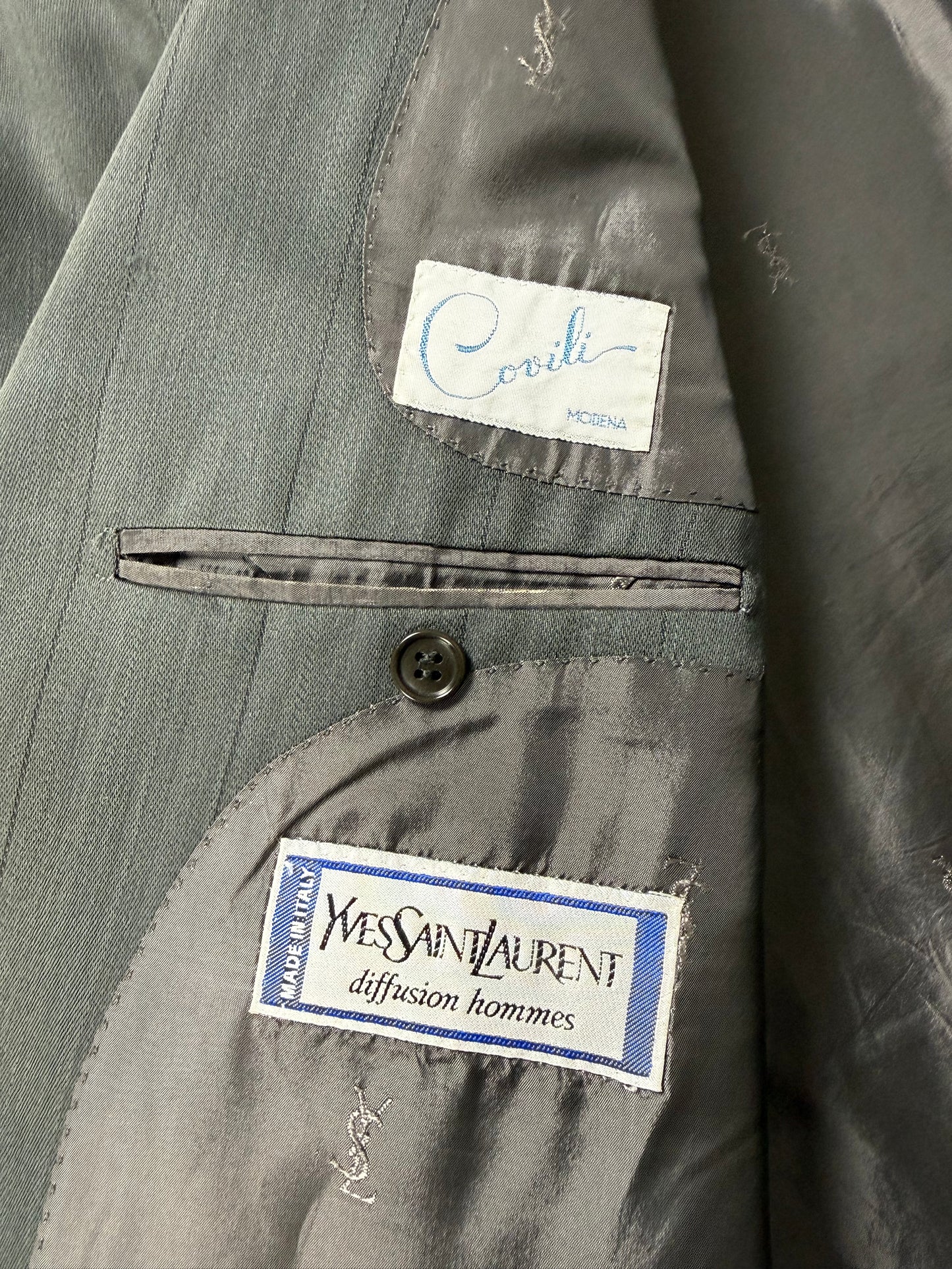 Giacca Yves Saint Laurent anni ‘80 verde petrolio - tg. 52/54