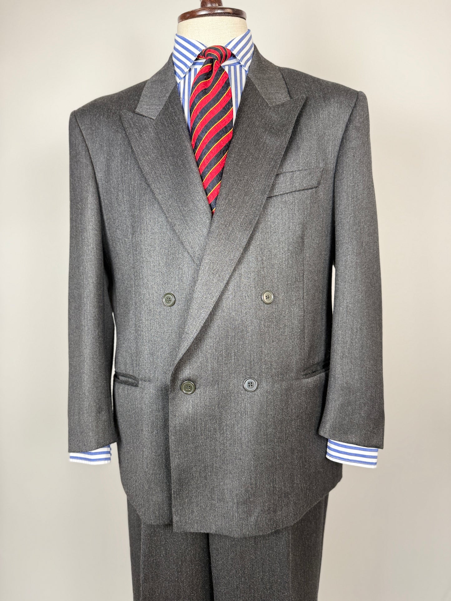 Completo doppiopetto anni ‘80 flanella antracite - tg. 52