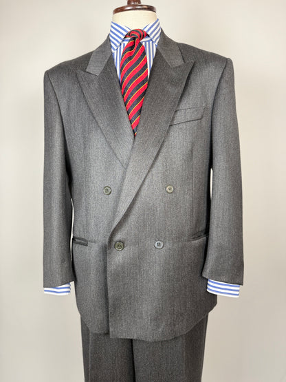 Completo doppiopetto anni ‘80 flanella antracite - tg. 52