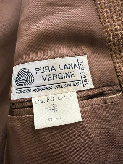 Completo anni ‘70 tabacco in lana e lama - tg. 44