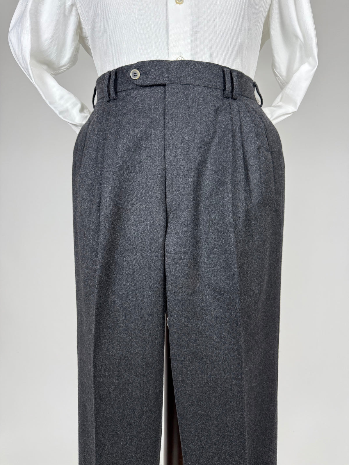 Pantaloni anni '80 flanella antracite 3 pinces - tg. 50/52 corta