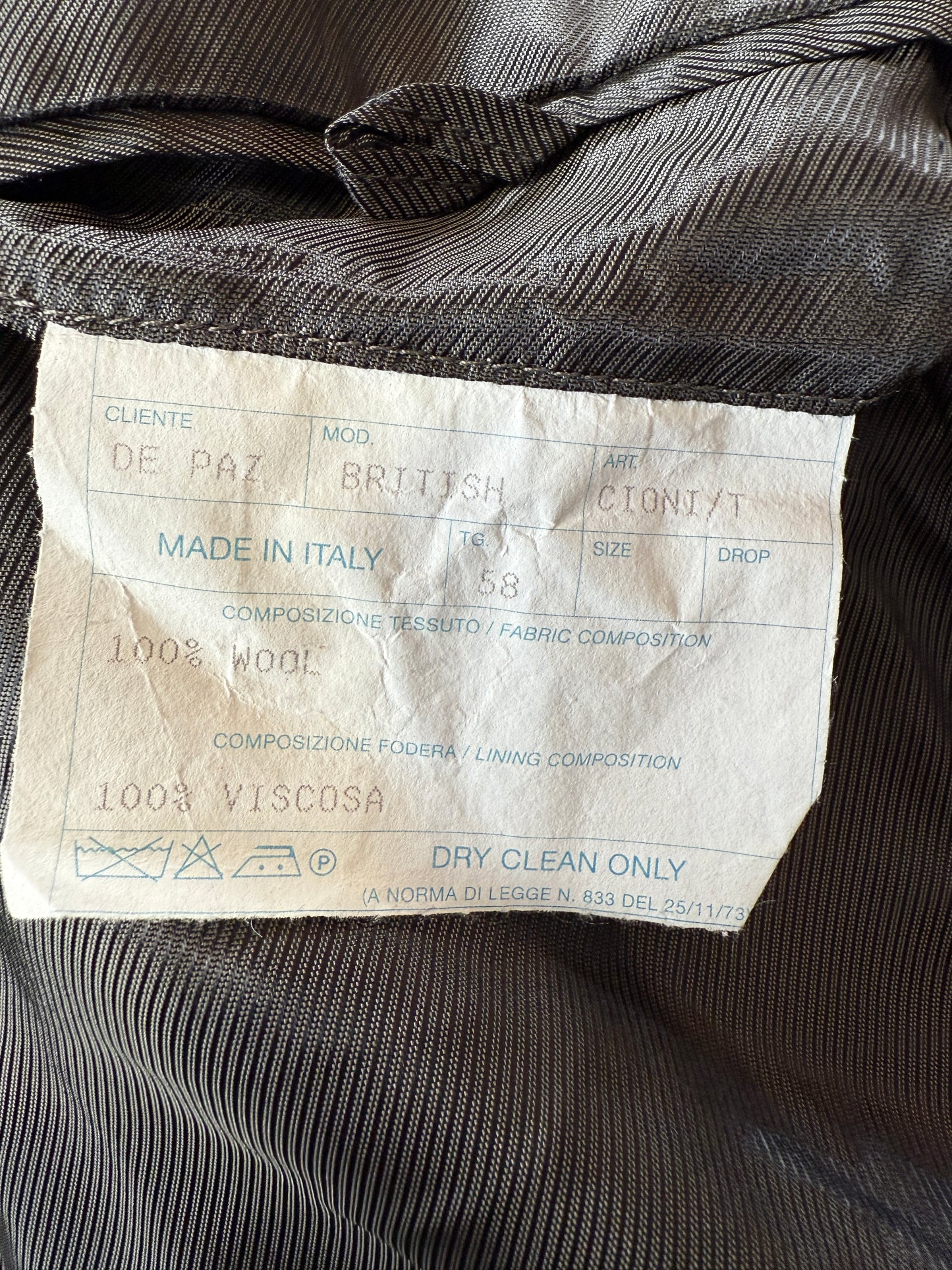 Cappotto De Paz doppiopetto grigio/cachi - tg. 56-58