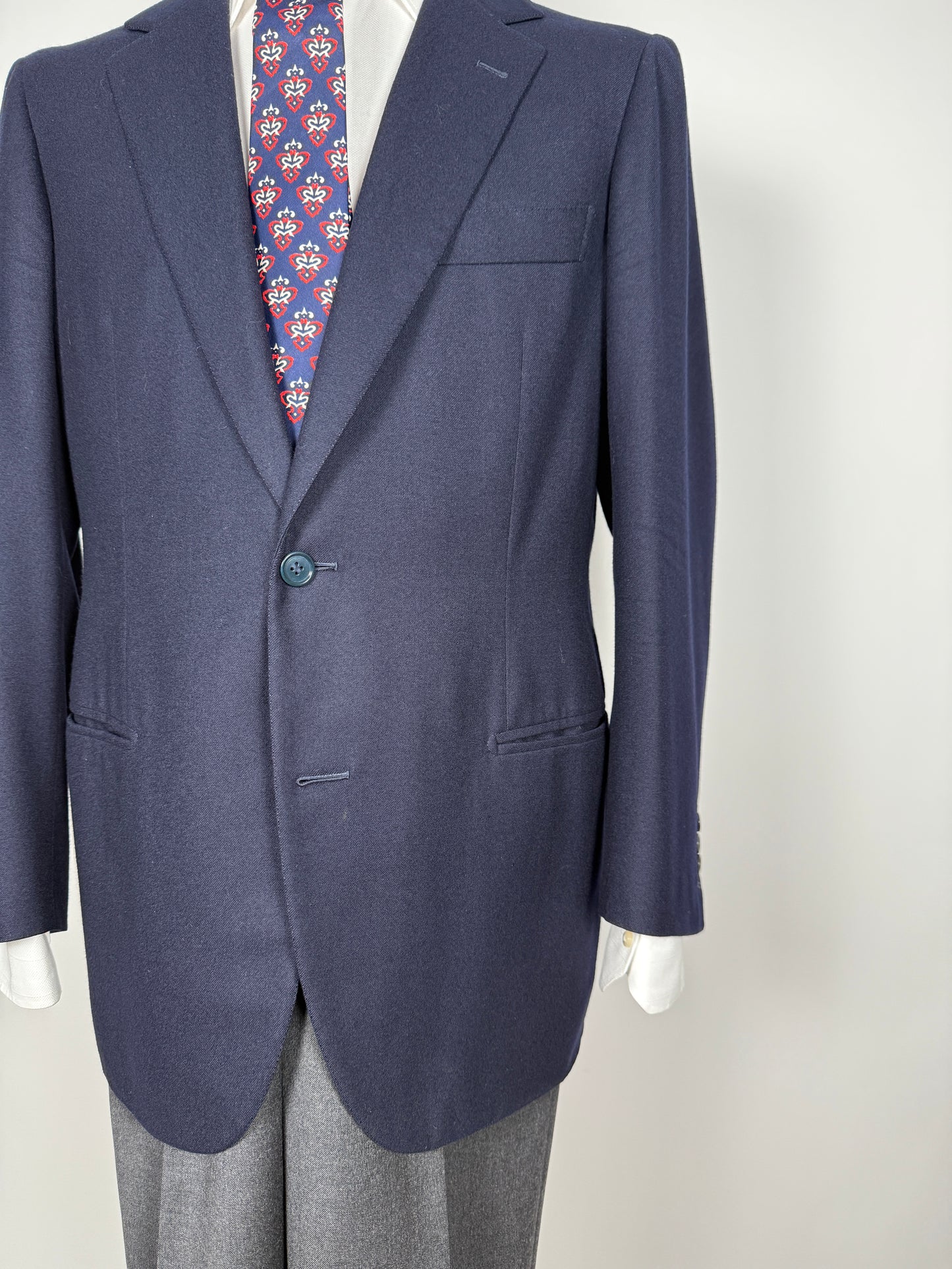 Giacca sartoriale anni ‘80 in flanella blu - tg. 50