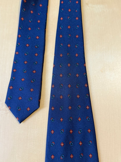 Cravatta Marinella navy micro fantasia fiori