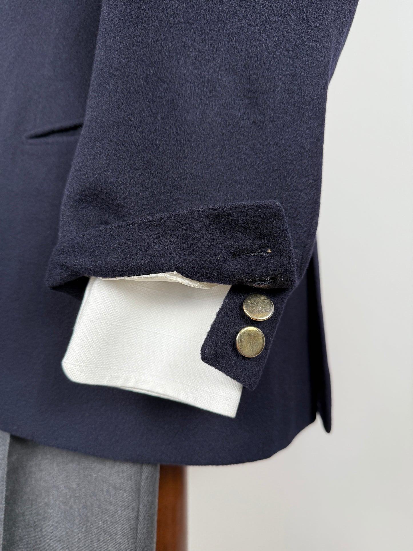 Navy blazer sartoriale anni ‘90 in panno lana e cashmere - tg. 48