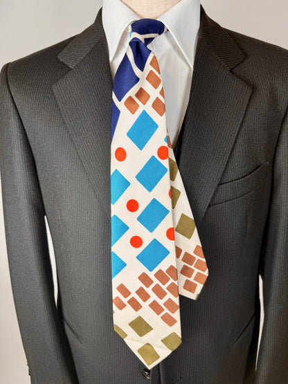 Cravatta anni ‘70 geometrica multicolore (nuova)