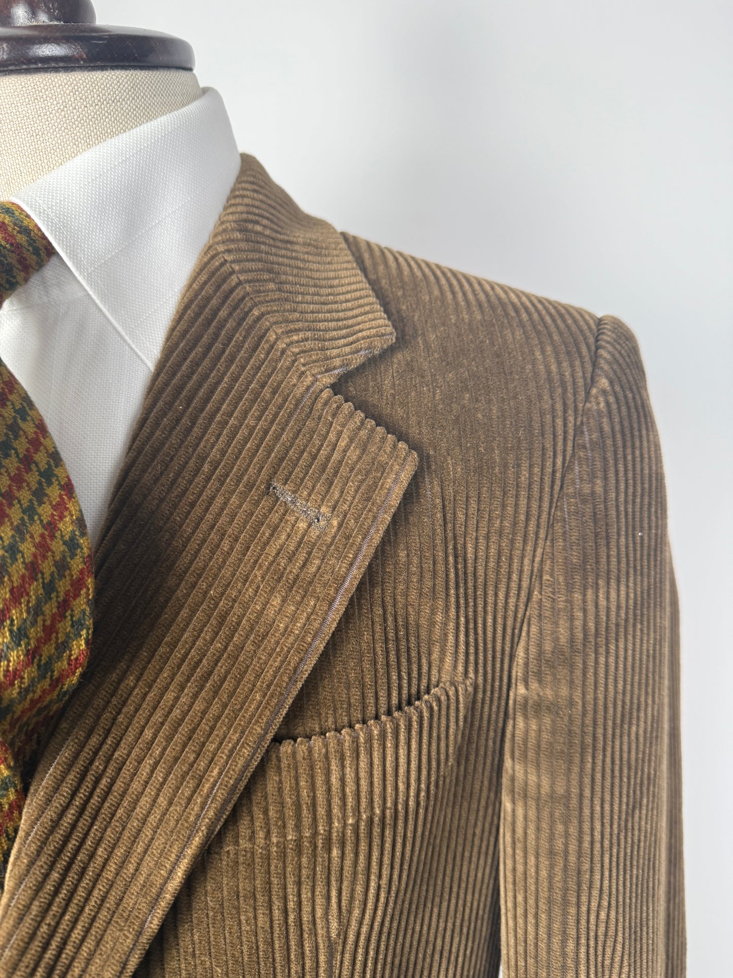 Giacca anni ‘80 in velluto a coste verde-marrone - tg. 48