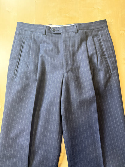 Completo anni ‘80 in flanella inglese blu gessato - tg. 48