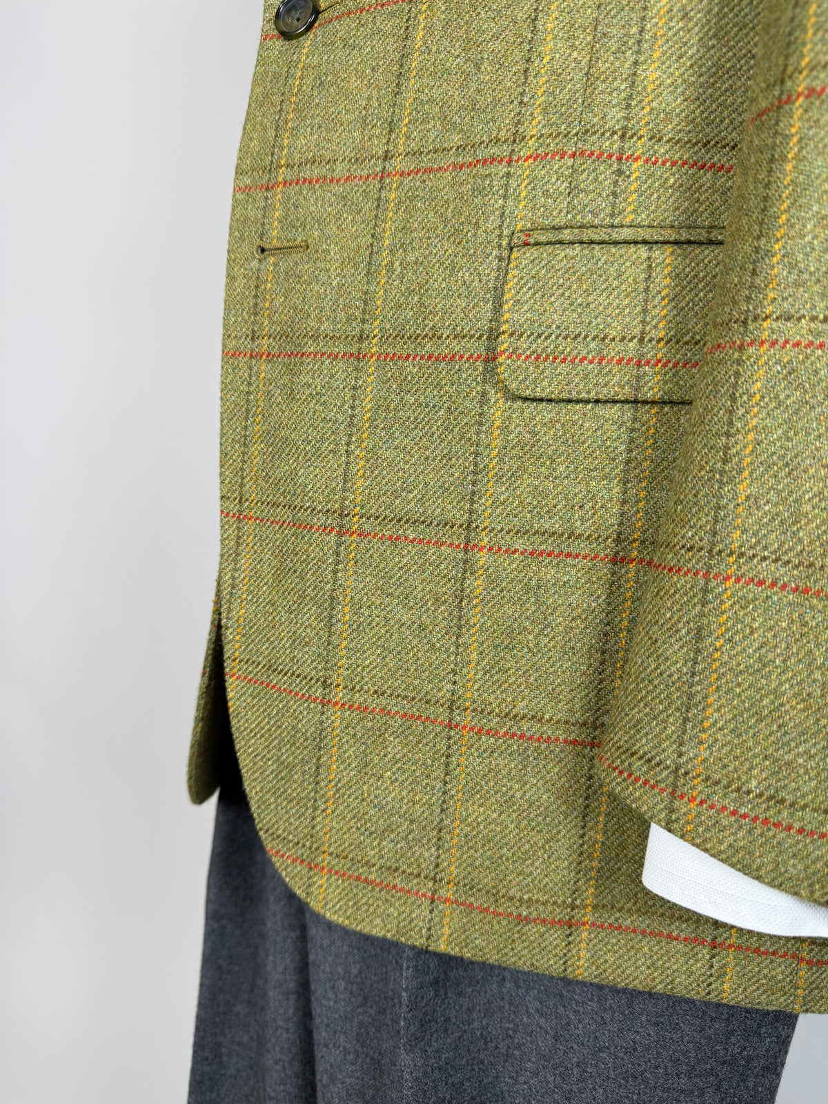 Giacca De Paz tweed verde cachi finestrato - tg. 52