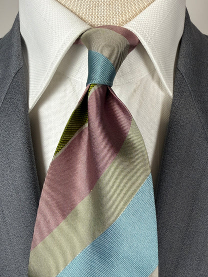 Cravatta Fendi regimental vintage azzurro verde grigio