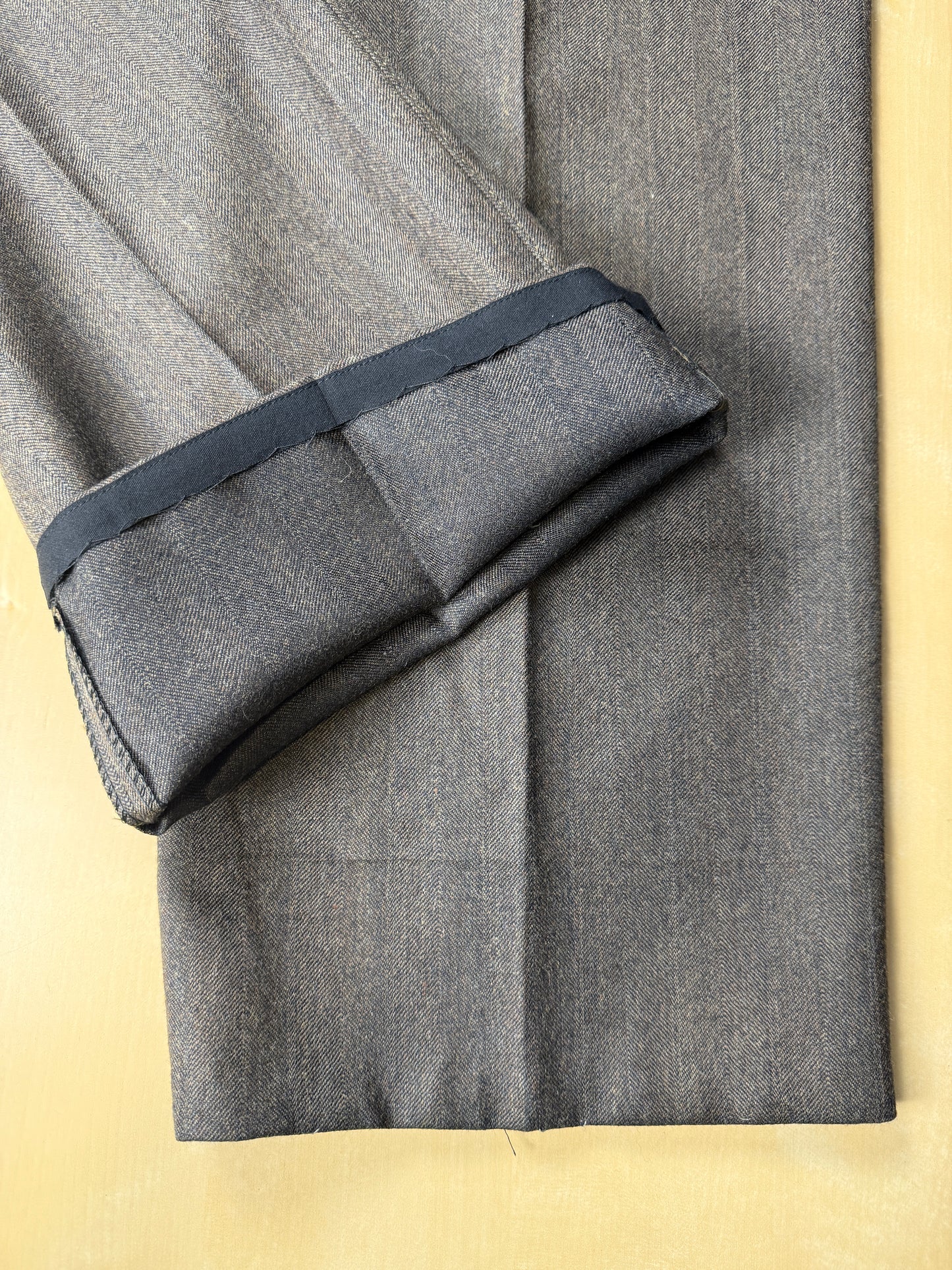 Pantaloni flanella marrone spigato - tg. 56/58