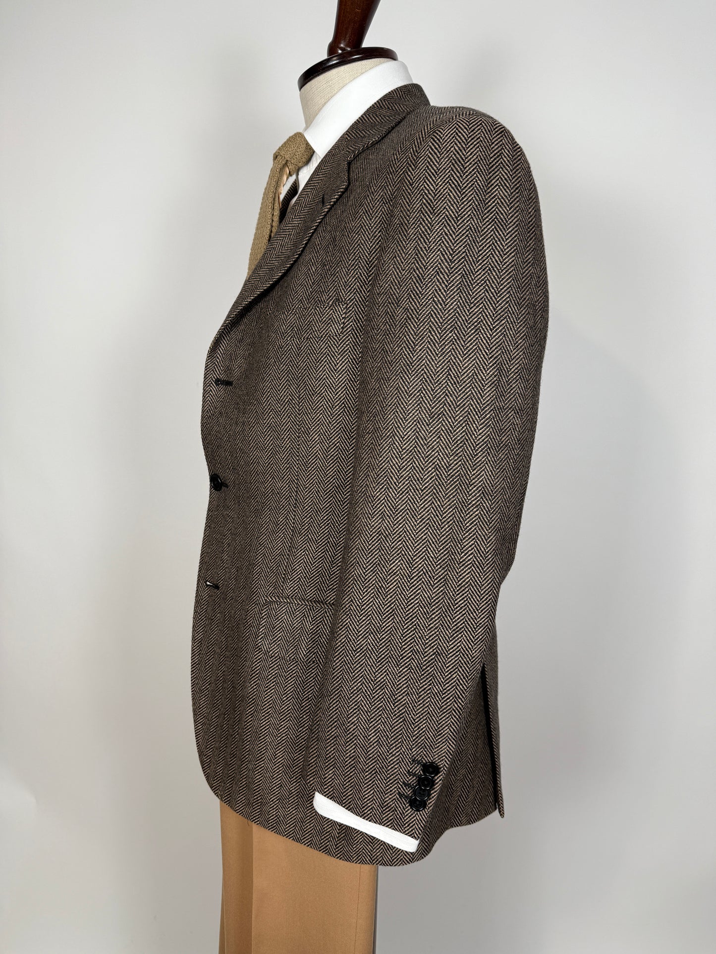 Giacca in puro cashmere marrone spigato - tg. 50