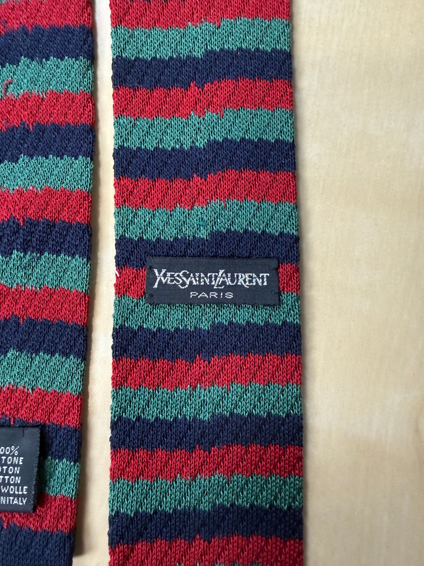 Cravatta Yves Saint Laurent tricot cotone a righe