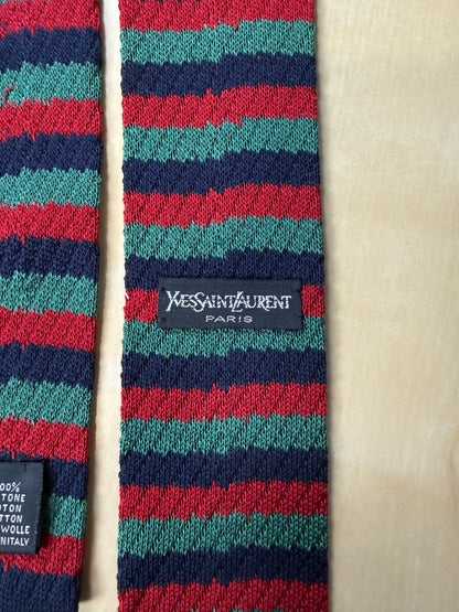 Cravatta Yves Saint Laurent tricot cotone a righe