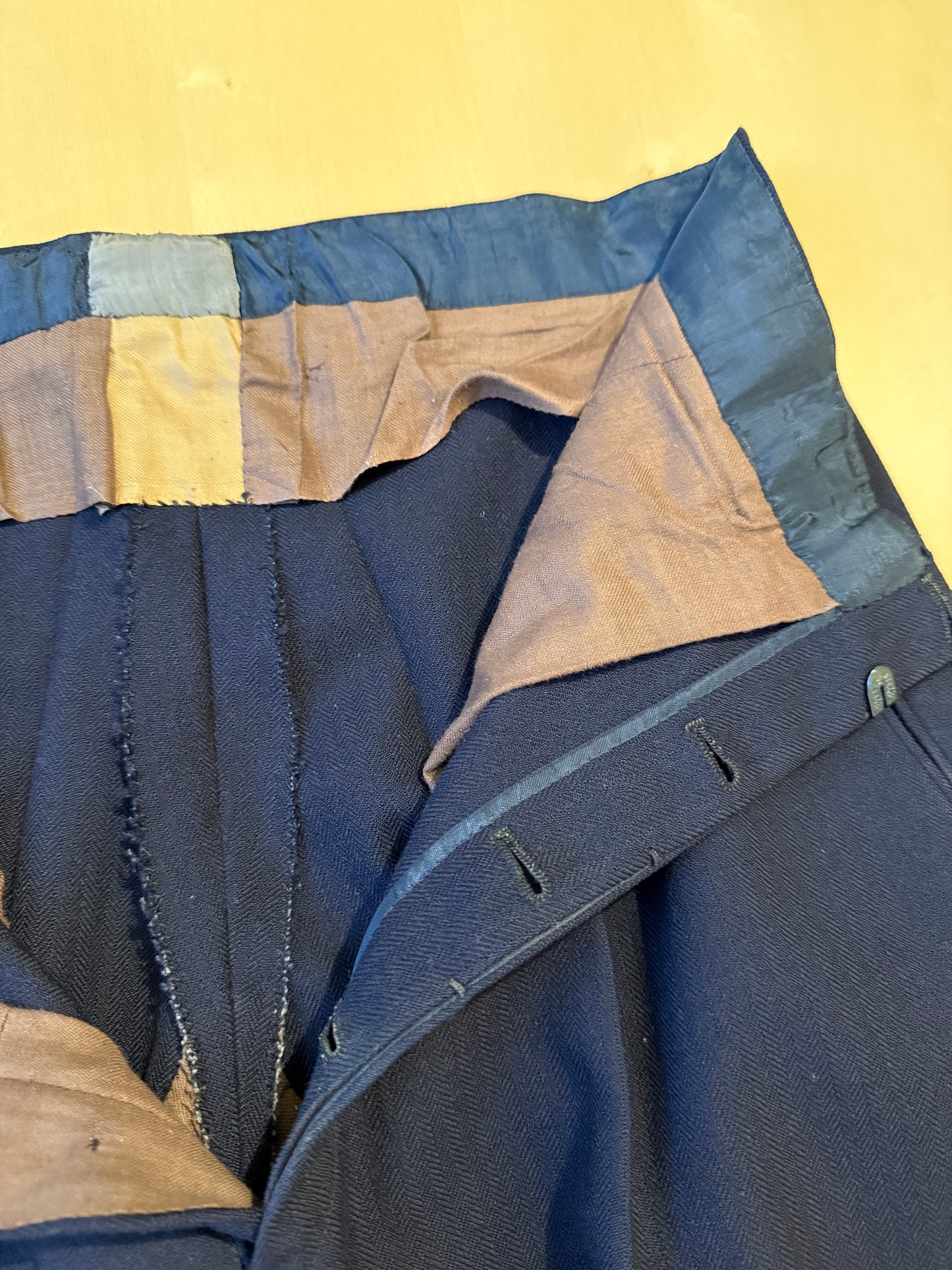 Completo doppiopetto sartoriale anni ‘40/‘50 blu spinato - tg. 46/48