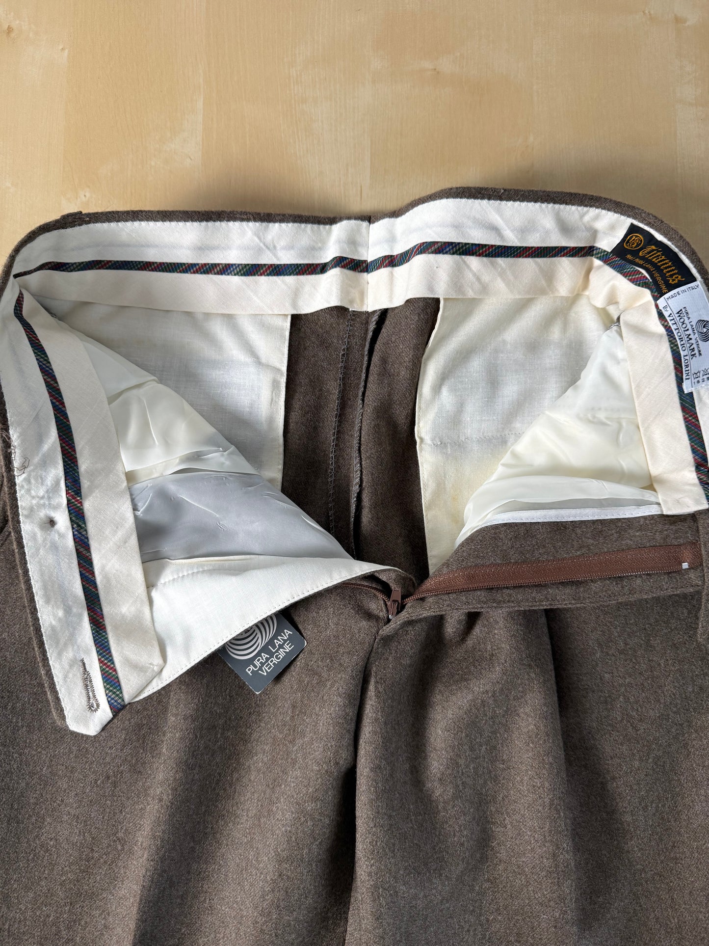 Pantaloni flanella anni ‘80 marrone tabacco (NOS) - tg. 44