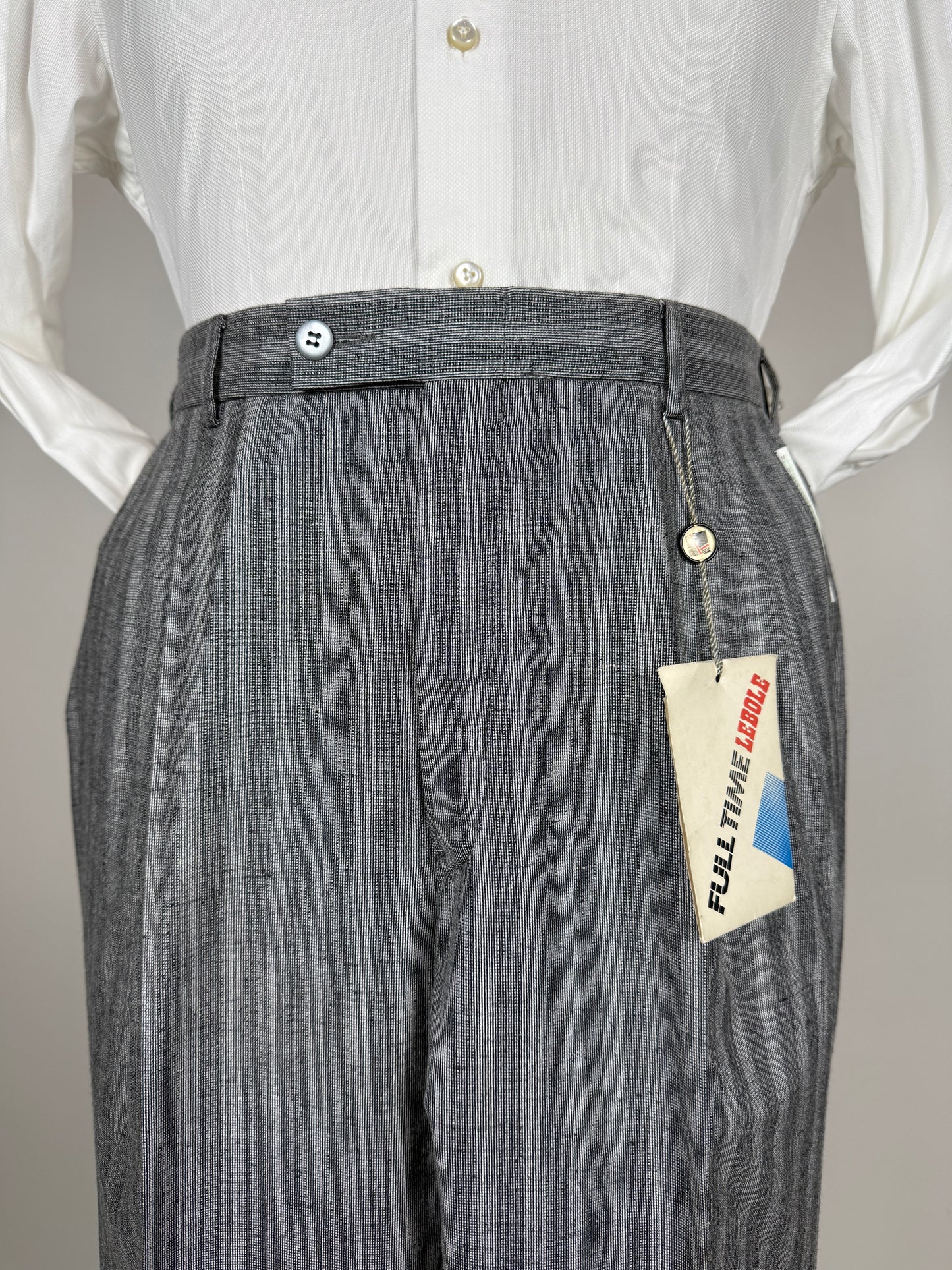 Pantaloni anni '80 grigio chiaro misto lana viscosa e seta (NOS) - tg. 50
