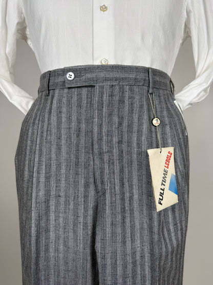 Pantaloni anni '80 grigio chiaro misto lana viscosa e seta (NOS) - tg. 50